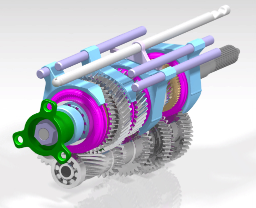 5档变速箱3D数模图纸 STP格式